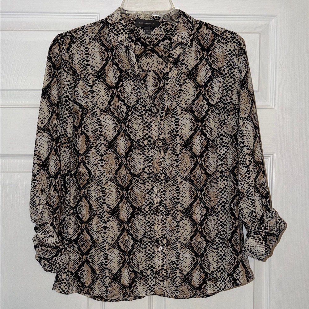 The Limited Snake Print Blouse - Black and Tan